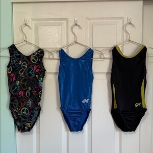 GK, Alpha Factor, Boutique Peace Sign, Blue, and Black Leotards Bundle
